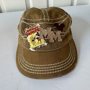 Disney Parks Steam Boat Willie Mickey Mouse Military Style Hat Adjustable Back